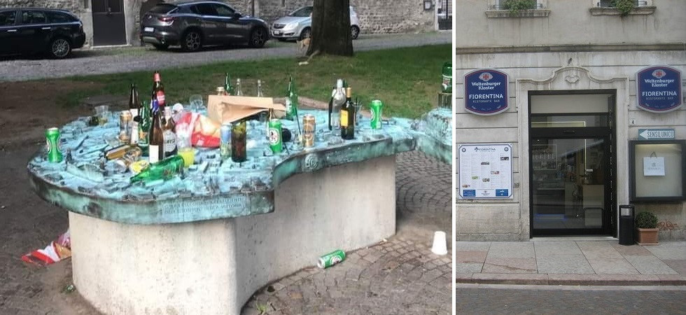 Dopo la movida bottiglie e sporcizia in piazza d'Arogno